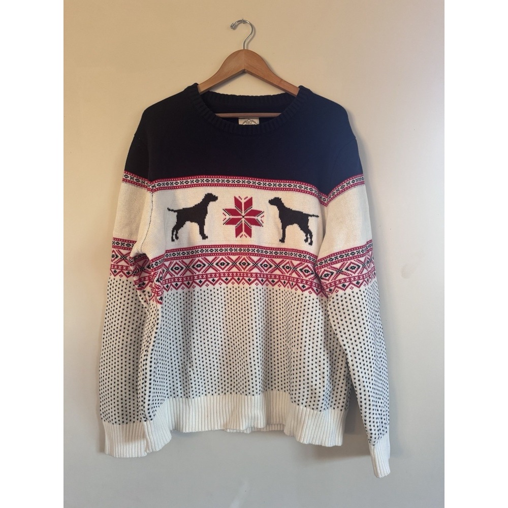 Holiday Dog Labrador Sweater Christmas Preppy Classy Men's Size Xl Festive Party